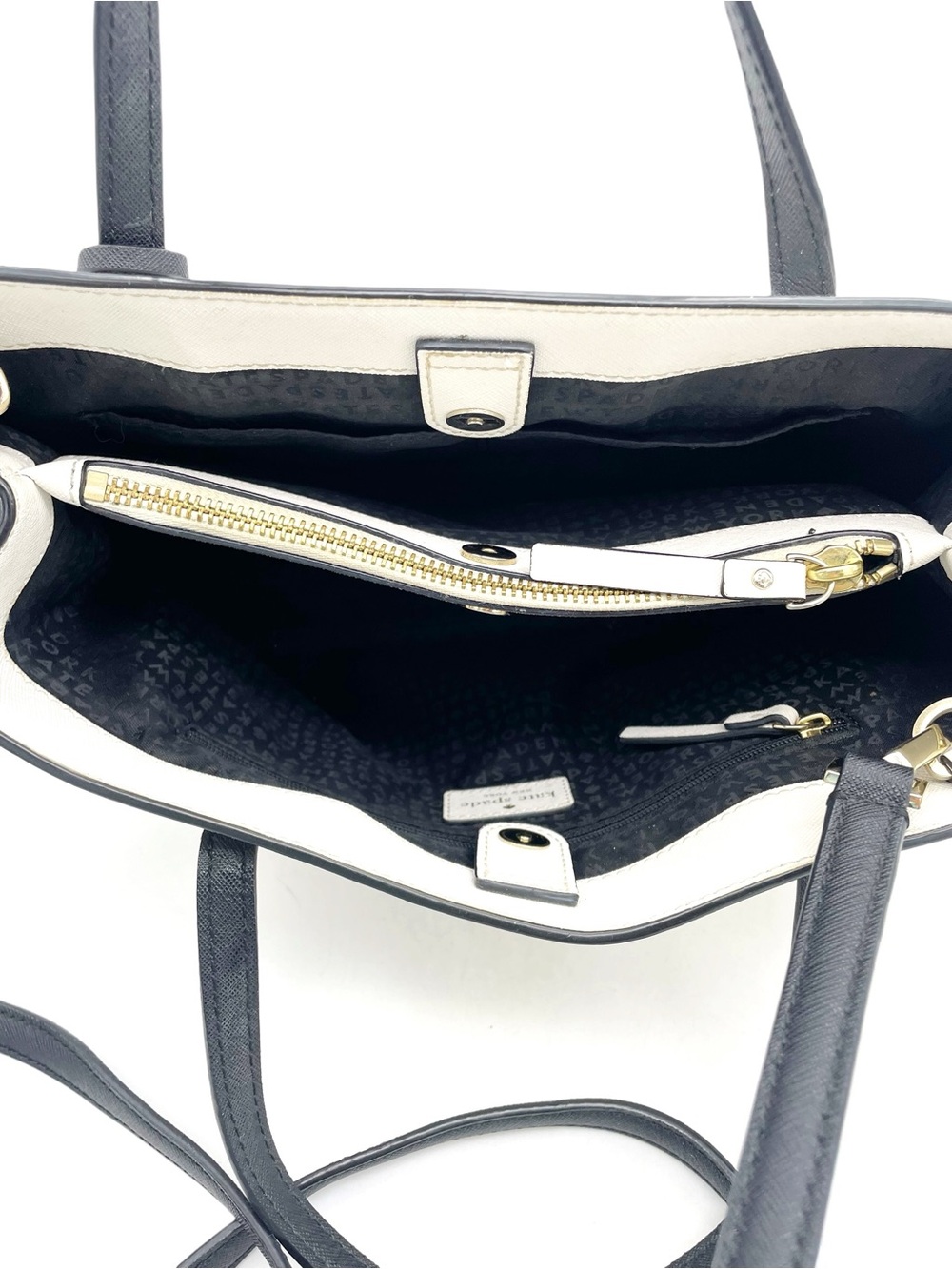 Kate Spade Maiden Way Clarke Satchel Crossbody Black White Saffiano Leather Bag - Picture 10 of 16